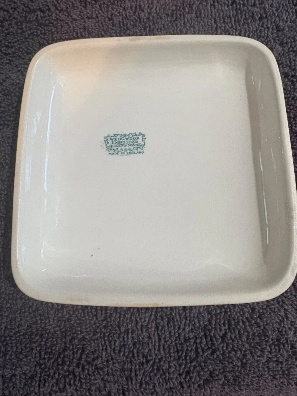 Wedgewood embossed Queensware trinket box, white creme on creme porcelain